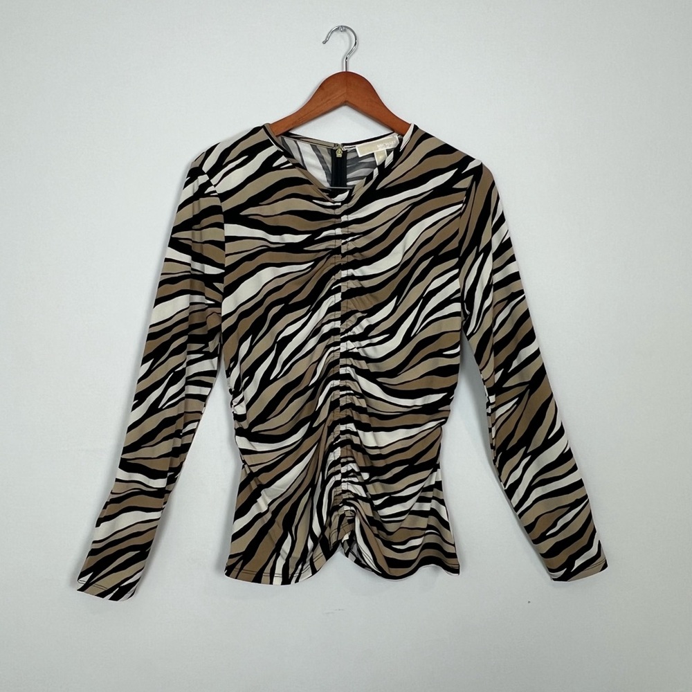 Michael Kors Zebra Print Ruched Blouse